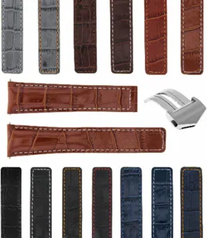 Ewatchparts 20-22mm Leather Watch Band Strap Compatible with Tag Heuer Carrera Watch CV2A10 FC5037/39/40