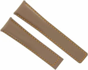 Ewatchparts 20mm Leather Watch Band Strap Band Smooth Compatible With Tag Heuer Carrera Watch Cv2013-FC6234 Tan With Orange Stitching
