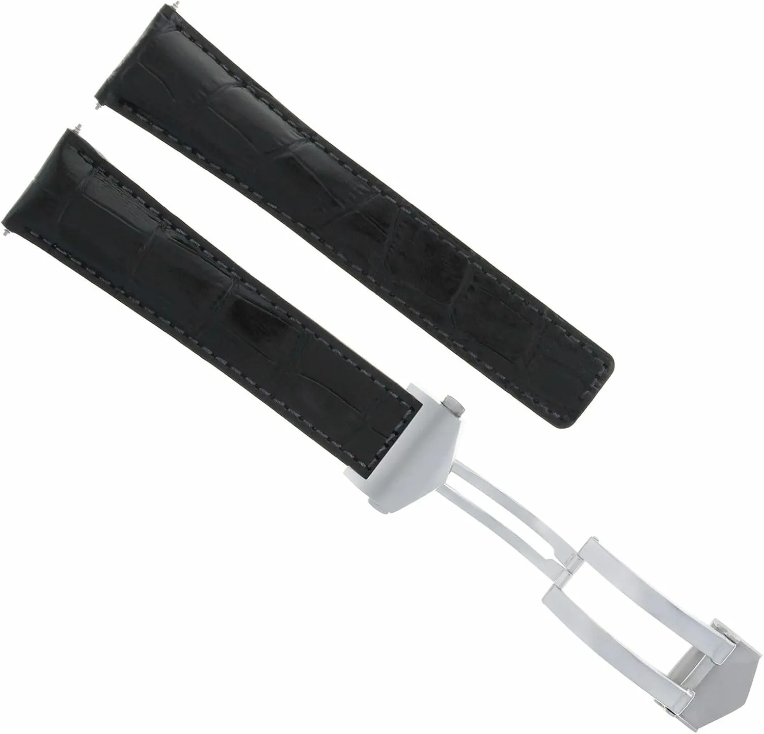 Ewatchparts 21mm Leather Watch Band Strap Compatible With Tag Heuer Carrera 6 Aquaracer CAN1010 CAP2112 Black