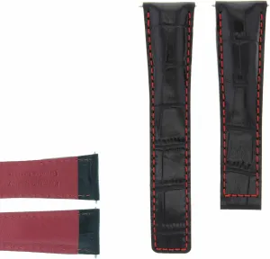 Ewatchparts 22mm Leather Watch Band Strap Compatible With 43mm Tag Heuer Grand Carrera 17 WAV5111 Black Red
