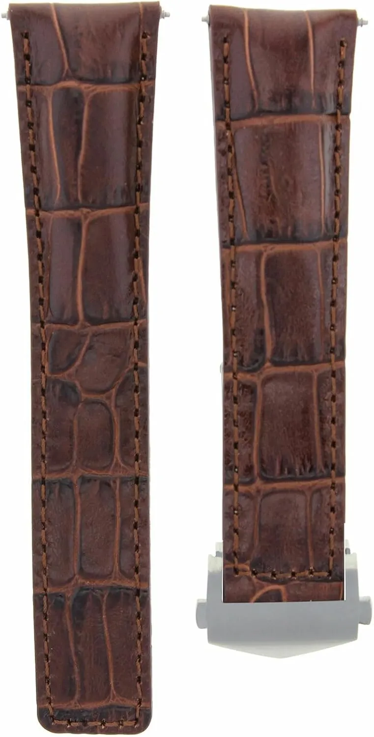 Ewatchparts 22mm Leather Watch Band Strap Compatible With Tag Heuer Carrera Chronograph Brown FC5037-39-40