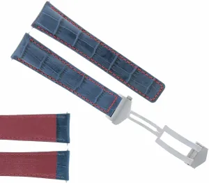 Ewatchparts 22MM MONACO LEATHER WATCH BAND STRAP COMPATIBLE WITH TAG HEUER DEPLOYMENT CLASP BLUE RED