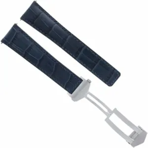 Ewatchparts 22MM MONACO LEATHER WATCH BAND STRAP DEPLOYMENT CLASP COMPATIBLE WITH TAG HEUER CARRERA BLUE