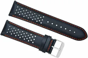 Ewatchparts 22mm Perforated Leather Watch Band Strap Compatible With Tag Heuer Carrera Quick Release Blue