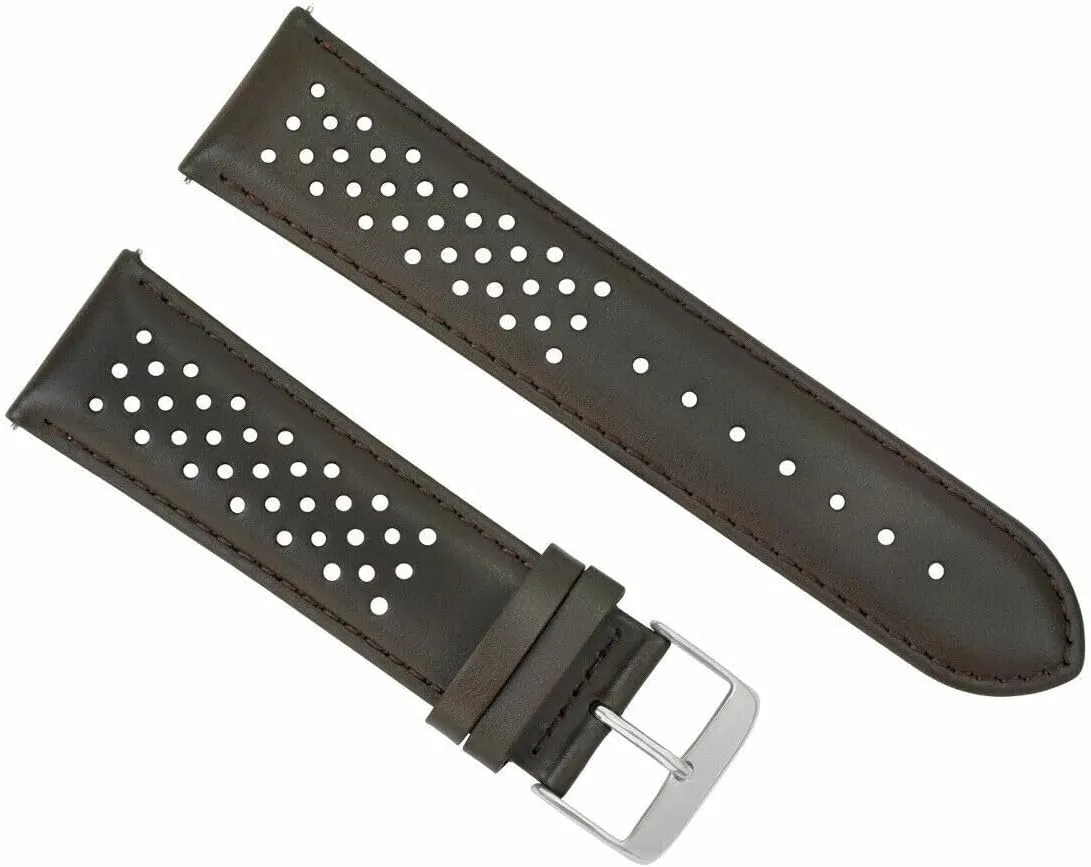 Ewatchparts 23mm Perforated Leather Watch Band Strap Compatible With Tag Heuer Carrera Quick Release Black