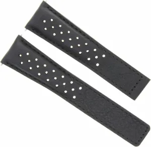Ewatchparts Leather Watch Band Strap Clasp 19mm Compatible With Tag Heuer Carrera Calibre 5 Black Perforated