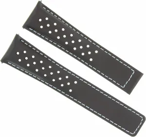 Ewatchparts Leather Watch Band Strap Smooth 20mm Compatible With Tag Heuer Carrera CV2010 CV2013 Brown With White Stitching