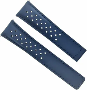 Ewatchparts Leather Watch Band Strap Sport Band 20mm Compatible With Tag Heuer Carrera 1887 Blue FC5037