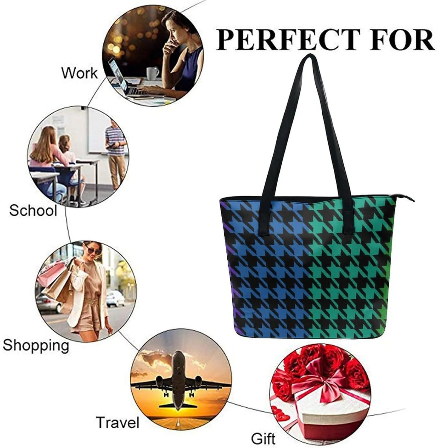 Fashion Handbag With Zipper Large Capacity Satchel Tote Bag Shoulder Bag