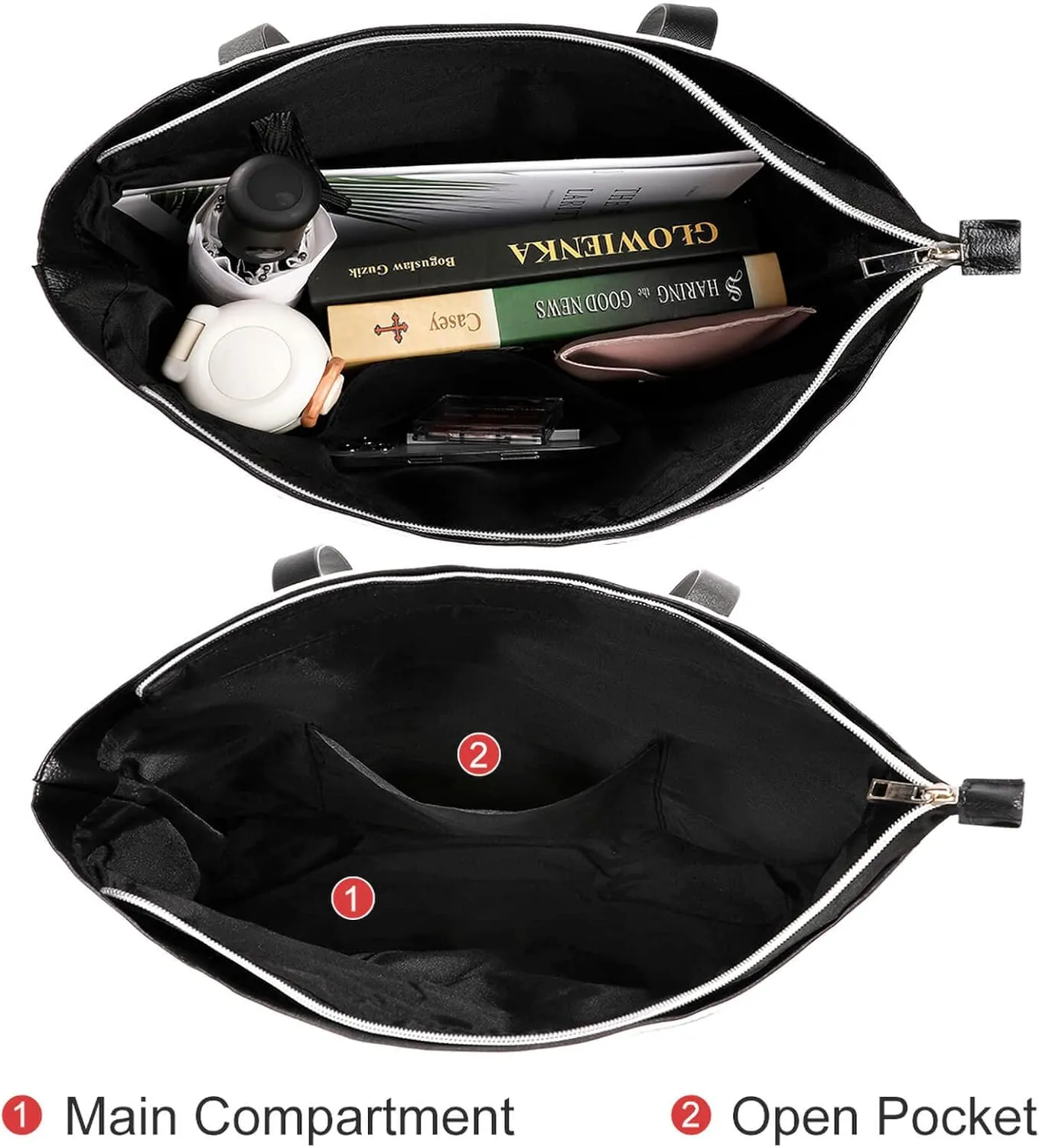 Fashion Handbag With Zipper Large Capacity Satchel Tote Bag Shoulder Bag