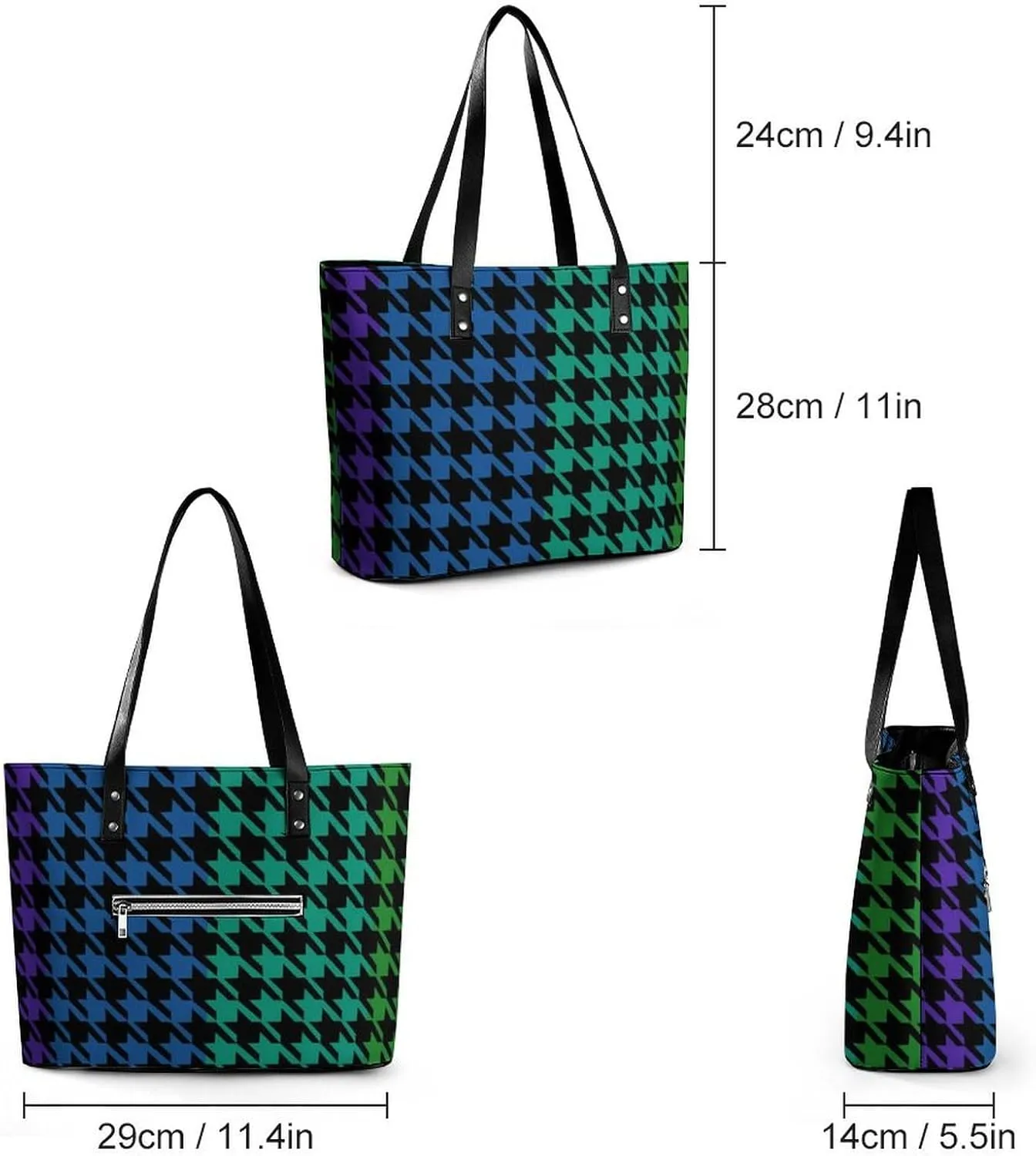 Fashion Handbag With Zipper Large Capacity Satchel Tote Bag Shoulder Bag