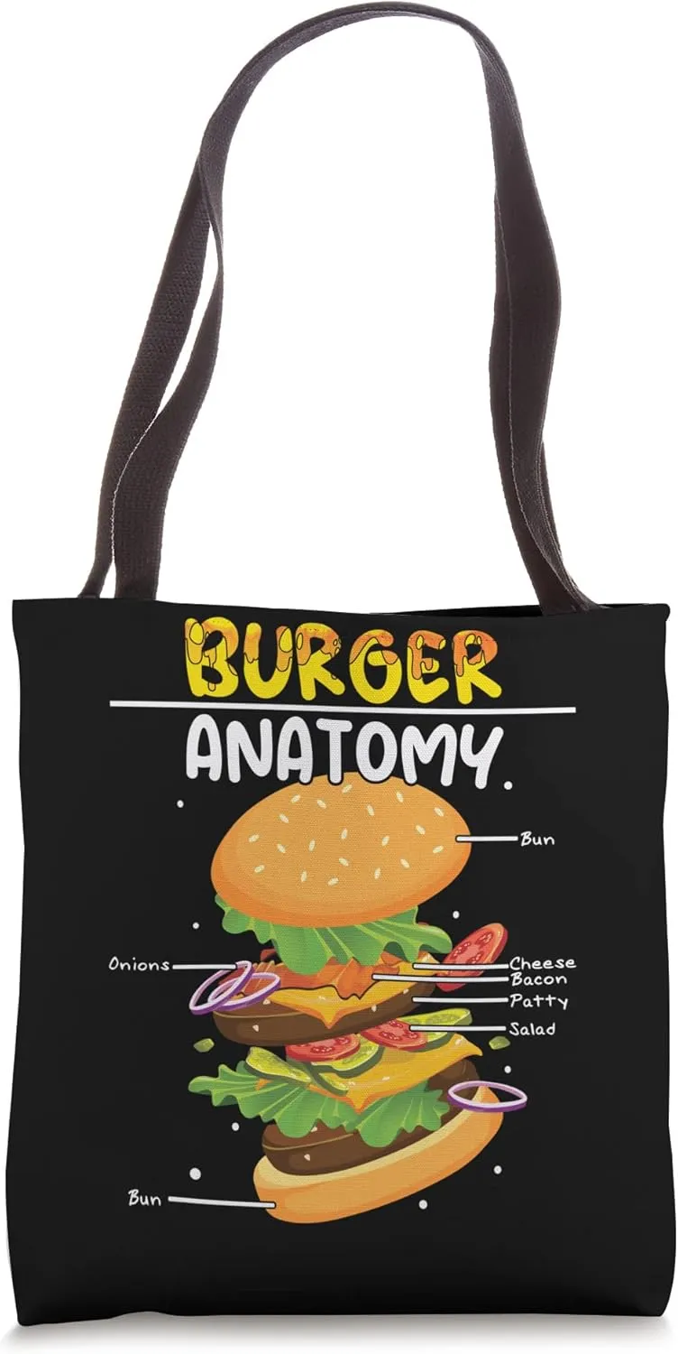 Fast Food Patty Funny Definition Burger Anatomy Of Burger Tote Bag