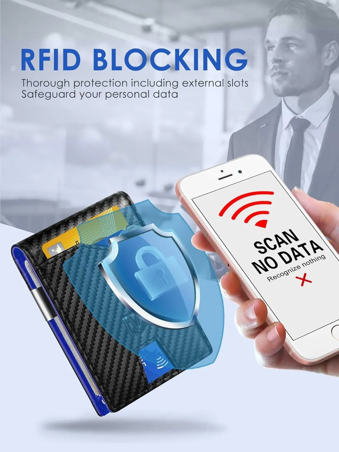 Father's Day Gifts for Dad Husband Boyfriend from Daughter Son Wife, Slim Wallet for Men with Money Clip RFID Blocking, Minimalist Thin Credit Card Holder with Gift Box