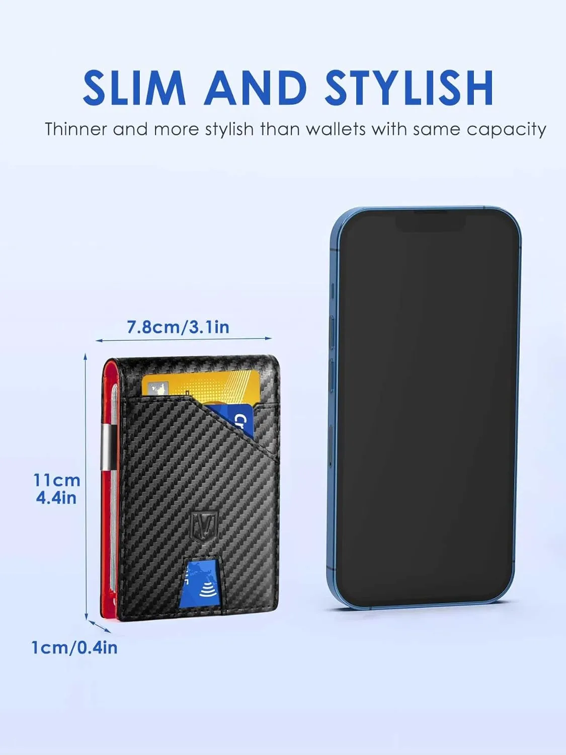 Father's Day Gifts for Dad Husband Boyfriend from Daughter Son Wife, Slim Wallet for Men with Money Clip RFID Blocking, Minimalist Thin Credit Card Holder with Gift Box