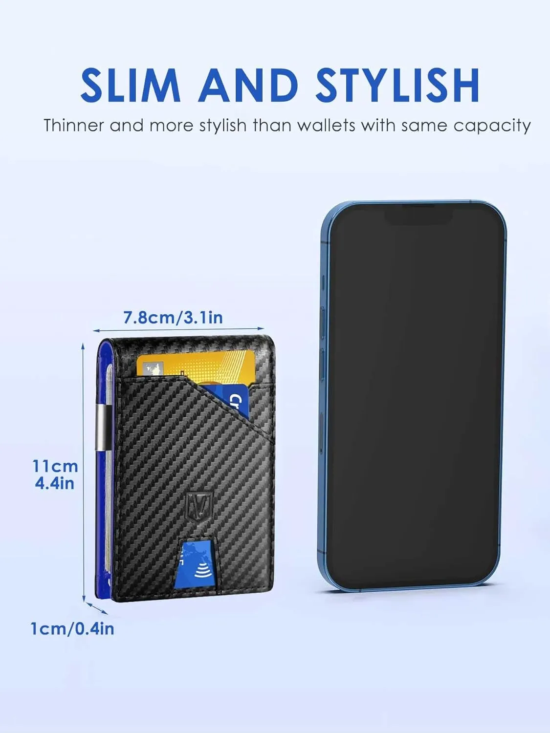 Father's Day Gifts for Dad Husband Boyfriend from Daughter Son Wife, Slim Wallet for Men with Money Clip RFID Blocking, Minimalist Thin Credit Card Holder with Gift Box