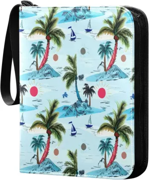 Featuring Palm Trees Card Binder 4 Pockets, 400 Pockets Trading Card Binder Removable Card Albums Card Holder for Games, Sports, Football, Baseball Cards