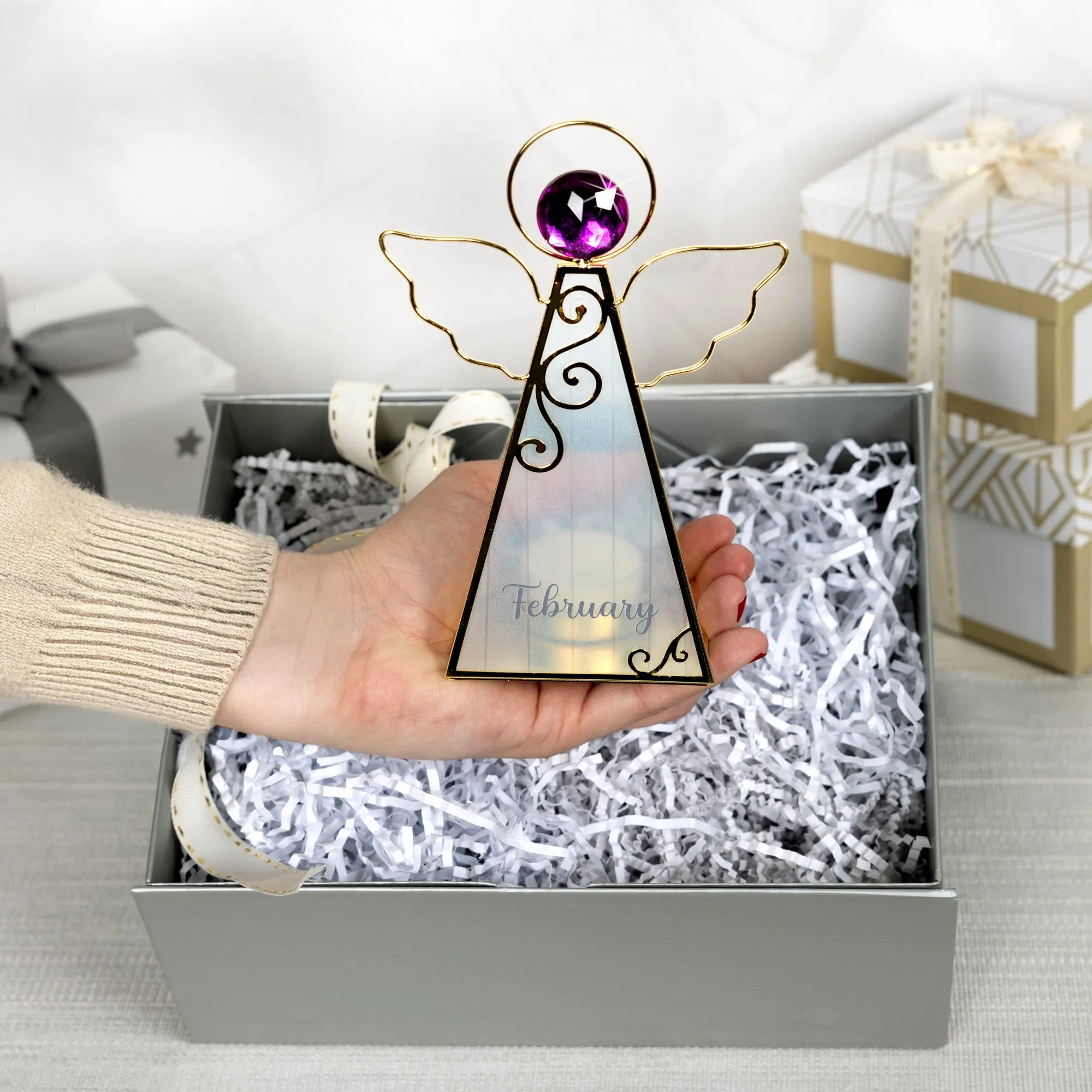 February 6.5" Monthly Angel Tea Light Holder