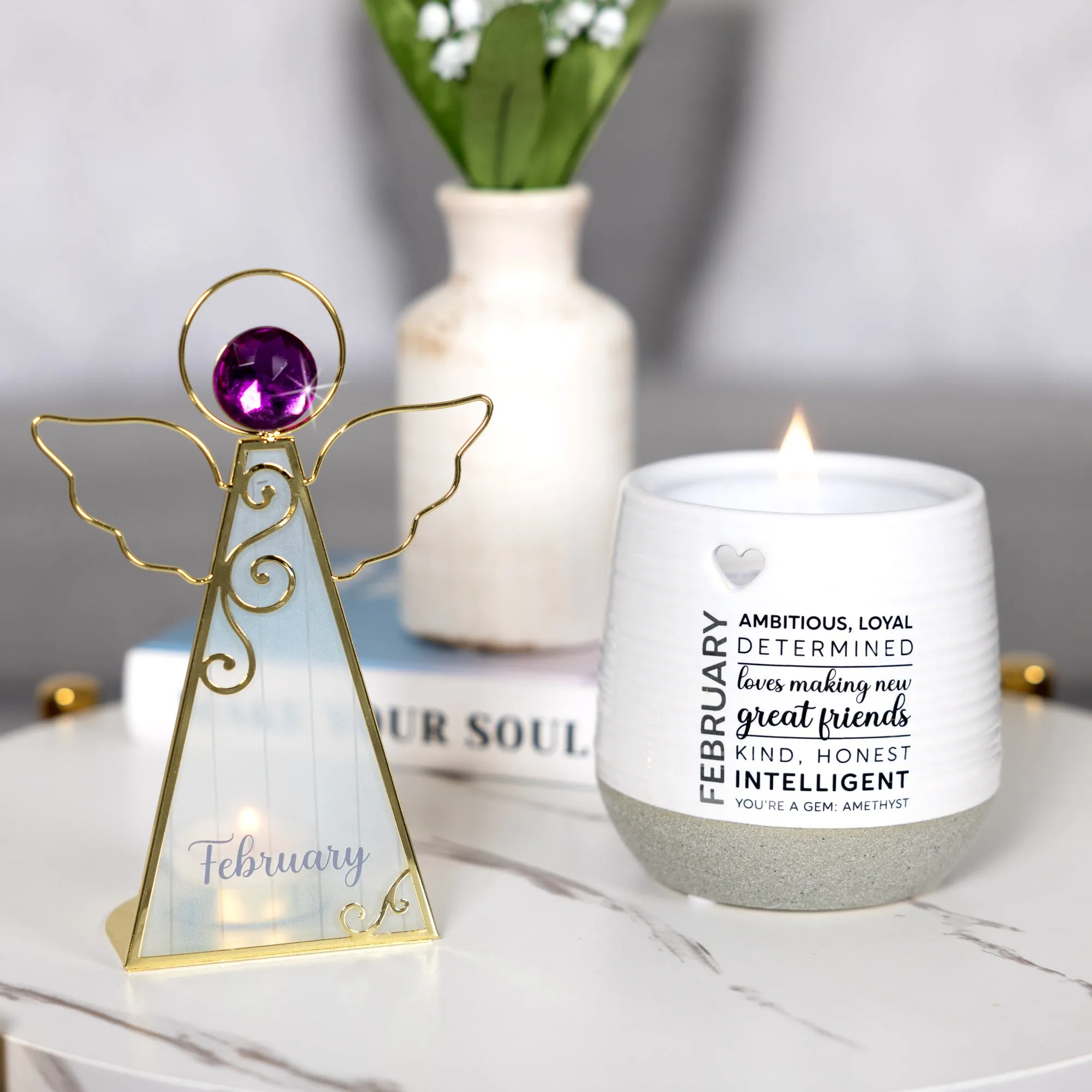 February 6.5" Monthly Angel Tea Light Holder