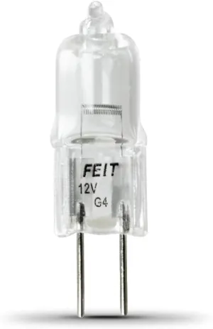 Feit Electric 10W T3 Halogen Light Bulb, Dimmable, 3000K Warm White, G4 Base, Ideal for Landscape Lighting, Damp Location Rated, 2,000-Hour Lifespan, BPQ10T3/RP/12, 12-Pack