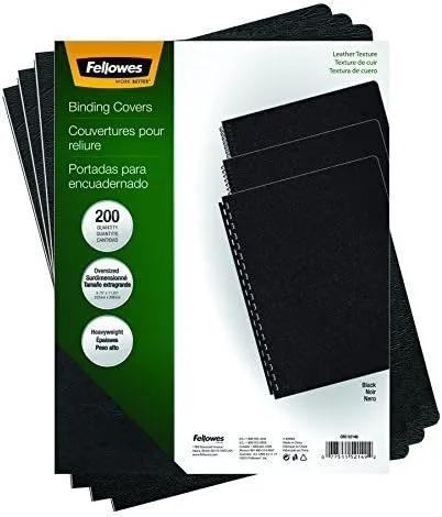 Fellowes Executive Binding Presentation Covers, Oversize Letter, Black, 200 Pack (52149) by Fellowes