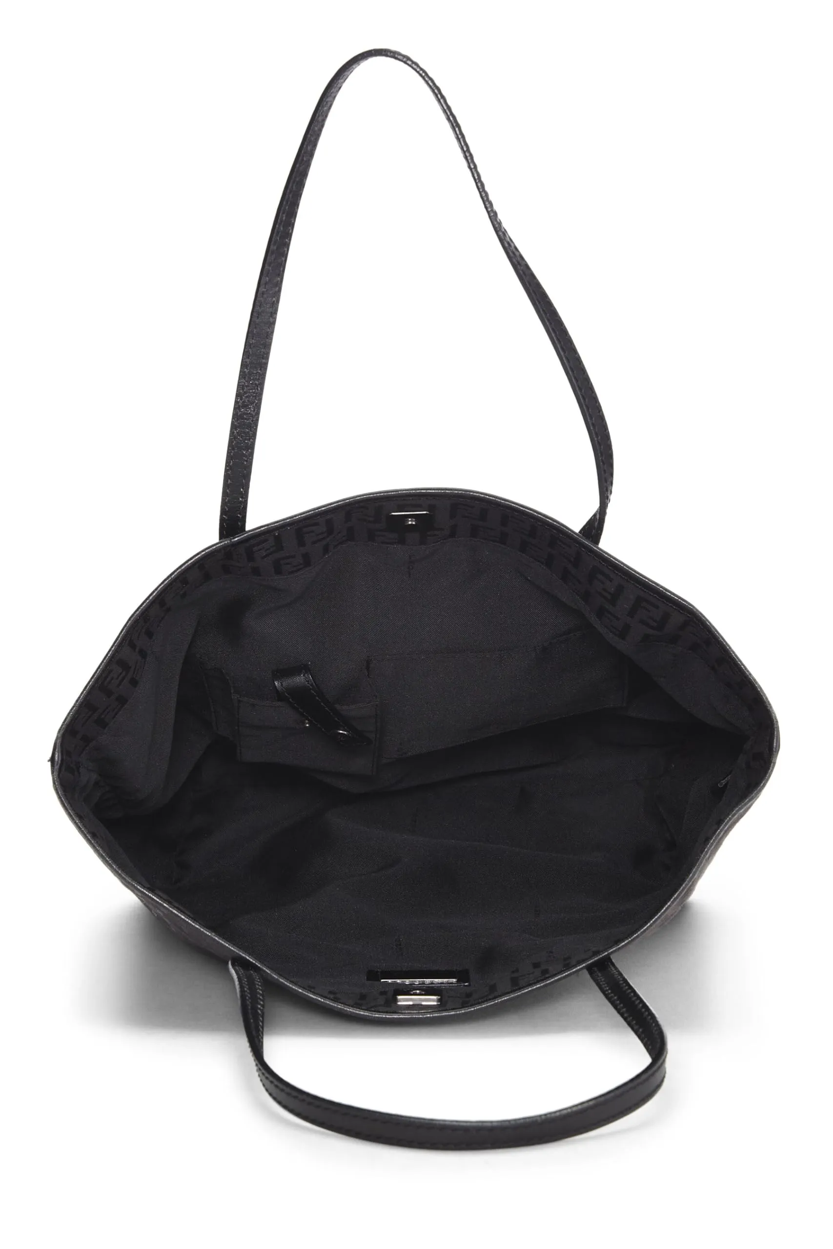 Fendi,  Black Zucchino Canvas Tote Small, Black