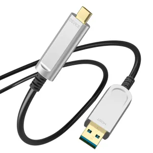 Fiber Optic USB C Cable(33ft),10Gbps Active Optical USB A to Type-C Cable,Compatible with Webcams, Logitech Cameras,Displays,Projectors,Printer
