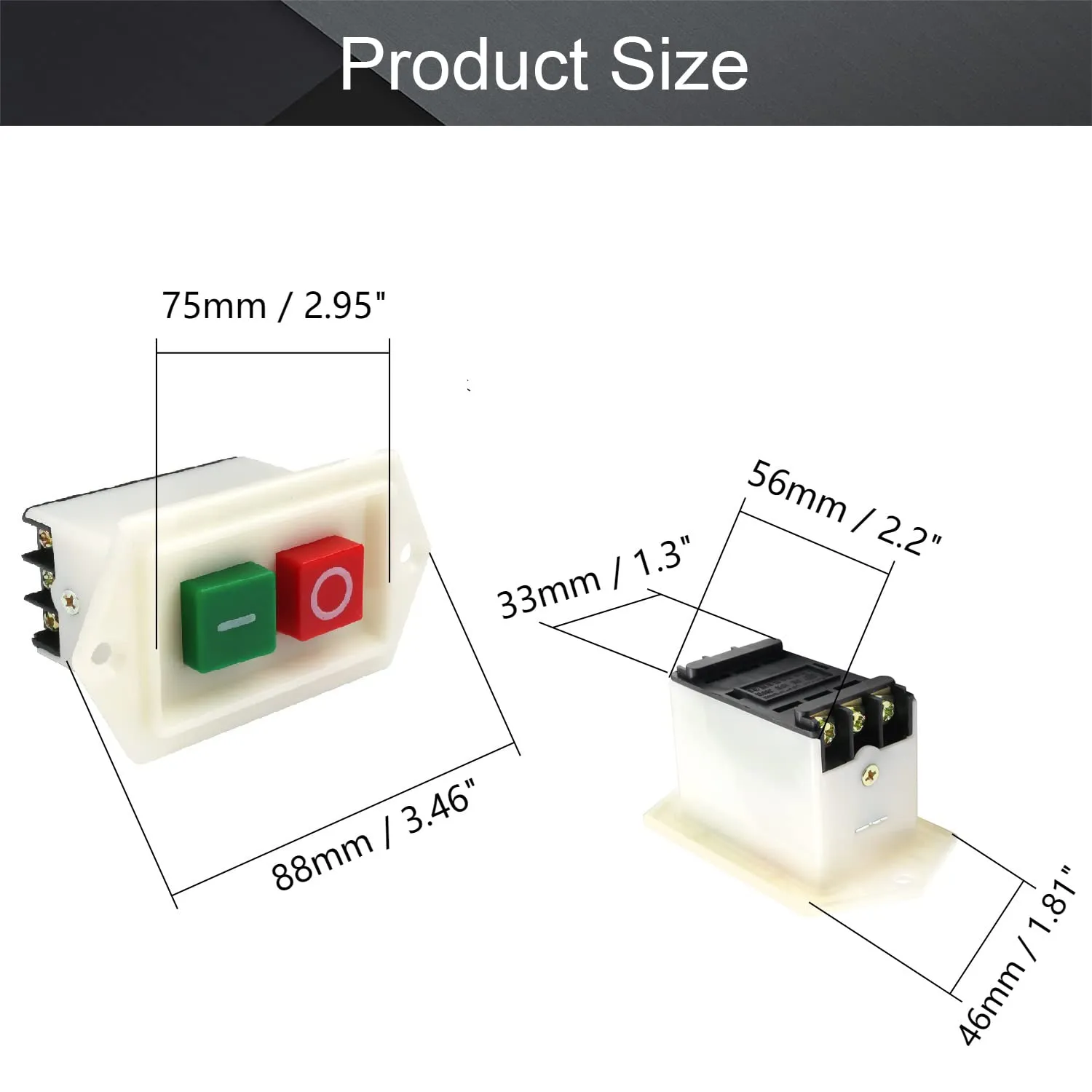 Fielect ON-Off Latching Power Push Button Switch 6A 3 Phase for Electric Tools