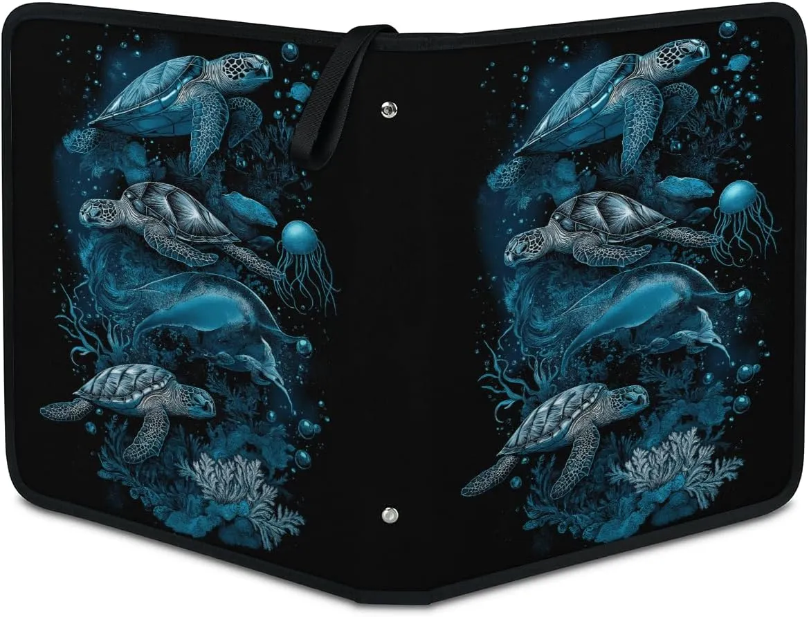 Fish Turtle Trading Card Binder 9 Pocket 900 Cards Holder Collector Album with 50 Removable Sleeves Toys Gifts for Boys Girls Sea Jellyfish Game Sports Cards