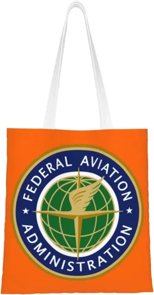Flag of the United States Federal Aviation Administration Tote Bag for Women Canvas Shopping Bags Reusable Beach Bag Grocery Bags Tote Shoulder Bag Gift Bags