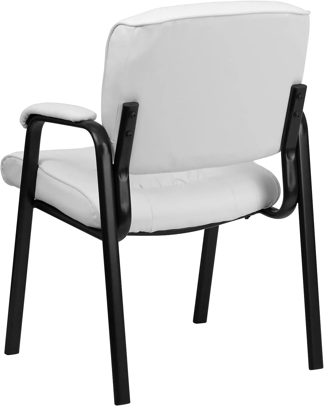 Flash Furniture Haeger White LeatherSoft Executive Side Reception Chair with Black Metal Frame