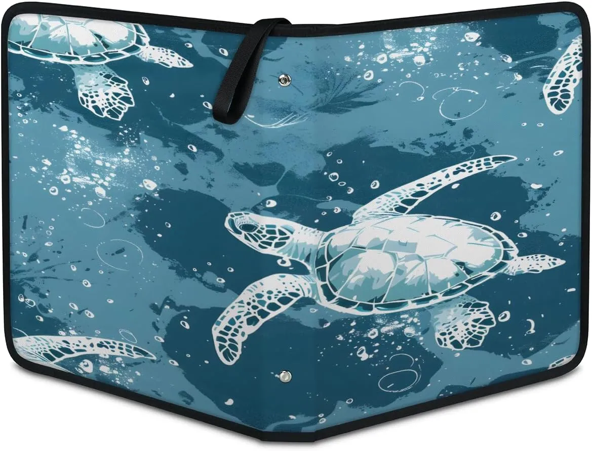 Floating Turtle 3 Ring Trading Zipper Binder Strap, Trading Card Binder 9 Pocket, 900 Pockets Card Holder with 50 Removable Sleeves for Game Cards