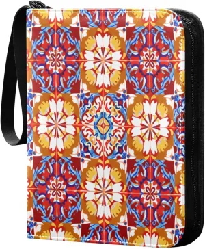 Floral Designs Card Binder 4 Pockets, 400 Pockets Trading Card Binder Removable Card Albums Card Holder for Games, Sports, Football, Baseball Cards