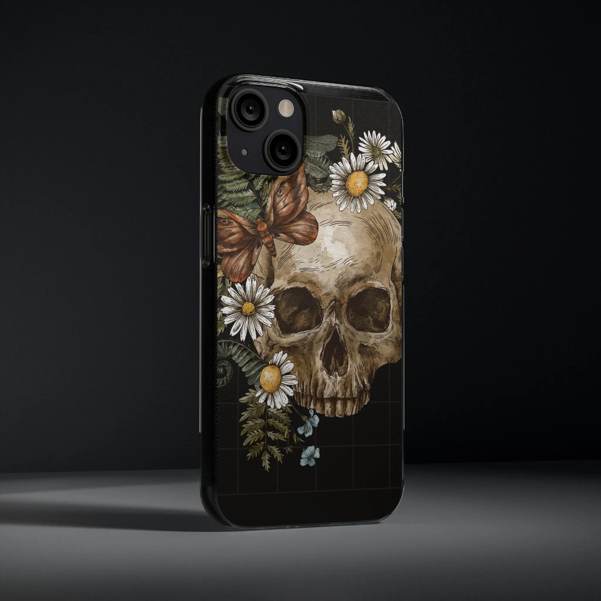 Floral Skull Soft Phone Case: Aesthetic Design for Nature Lovers