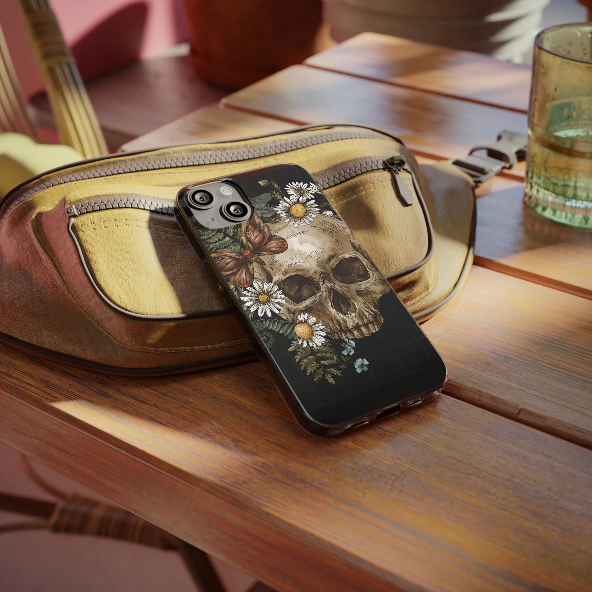 Floral Skull Soft Phone Case: Aesthetic Design for Nature Lovers