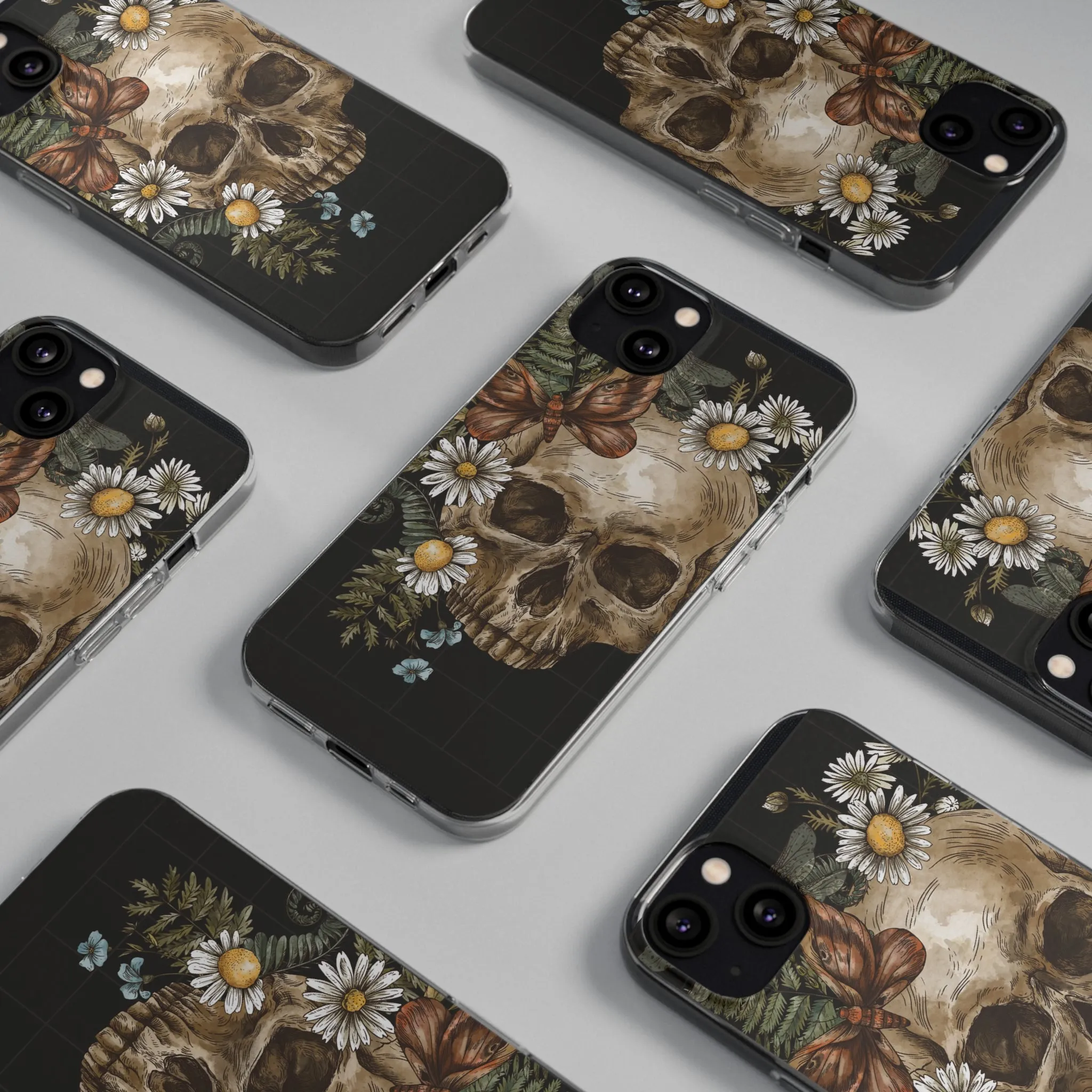 Floral Skull Soft Phone Case: Aesthetic Design for Nature Lovers