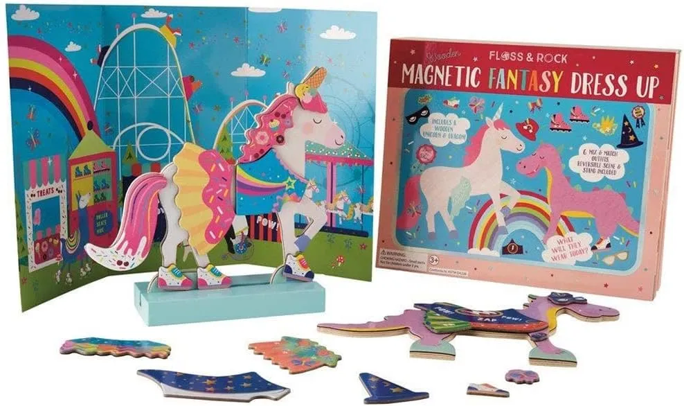 Floss & Rock 40P3550 Wooden Fantasy Dress Up Pets Magnetic Toy, Multicolor