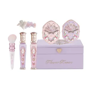 Flower Knows Violet Strawberry Rococo Gift Box Set,7 Pack Makeup Box with Mirror,Lip Gloss×2 Blush×2 Blush Brush×1 Hair Clip×1 Gift Box×1,Perfect Makeup Gift for Girls & Women
