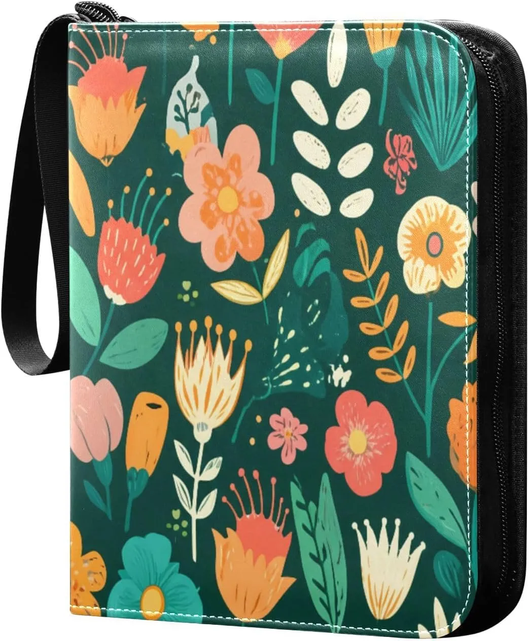 Flowers Card Binder 4 Pockets, 400 Pockets Trading Card Binder Removable Card Albums Card Holder for Games, Sports, Football, Baseball Cards