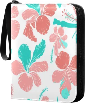 Flowers Card Binder 4 Pockets, 400 Pockets Trading Card Binder Removable Card Albums Card Holder for Games, Sports, Football, Baseball Cards