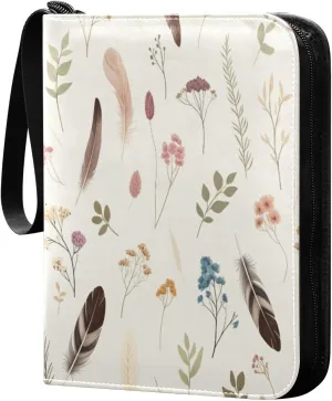 Flowers Card Binder 4 Pockets, 400 Pockets Trading Card Binder Removable Card Albums Card Holder for Games, Sports, Football, Baseball Cards