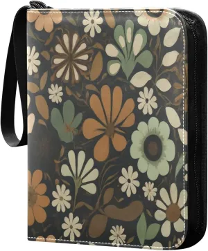 Flowers Card Binder 4 Pockets, 400 Pockets Trading Card Binder Removable Card Albums Card Holder for Games, Sports, Football, Baseball Cards