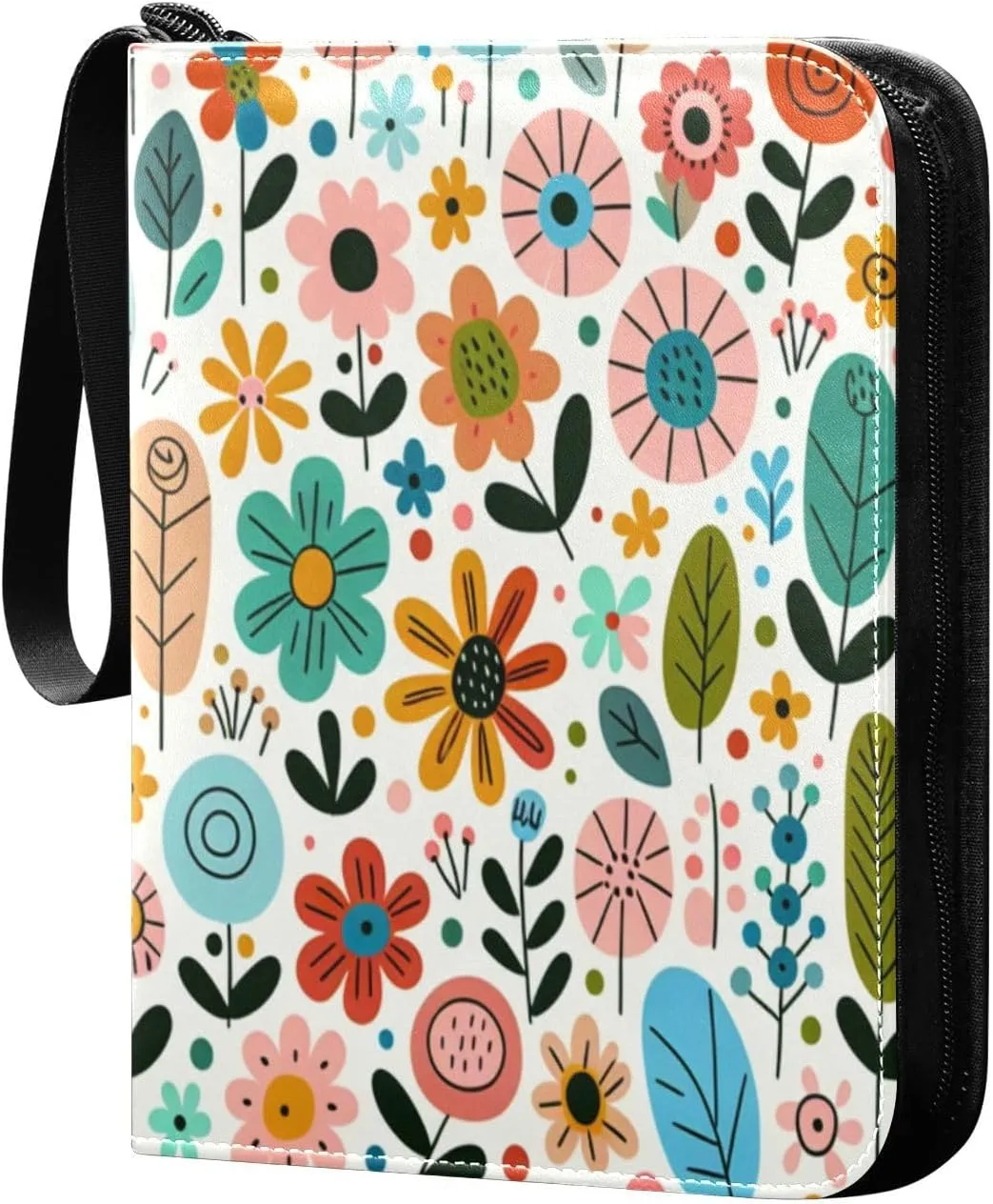 Flowers Card Binder 4 Pockets, 400 Pockets Trading Card Binder Removable Card Albums Card Holder for Games, Sports, Football, Baseball Cards