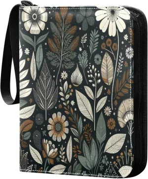 Flowers Card Binder 4 Pockets, 400 Pockets Trading Card Binder Removable Card Albums Card Holder for Games, Sports, Football, Baseball Cards