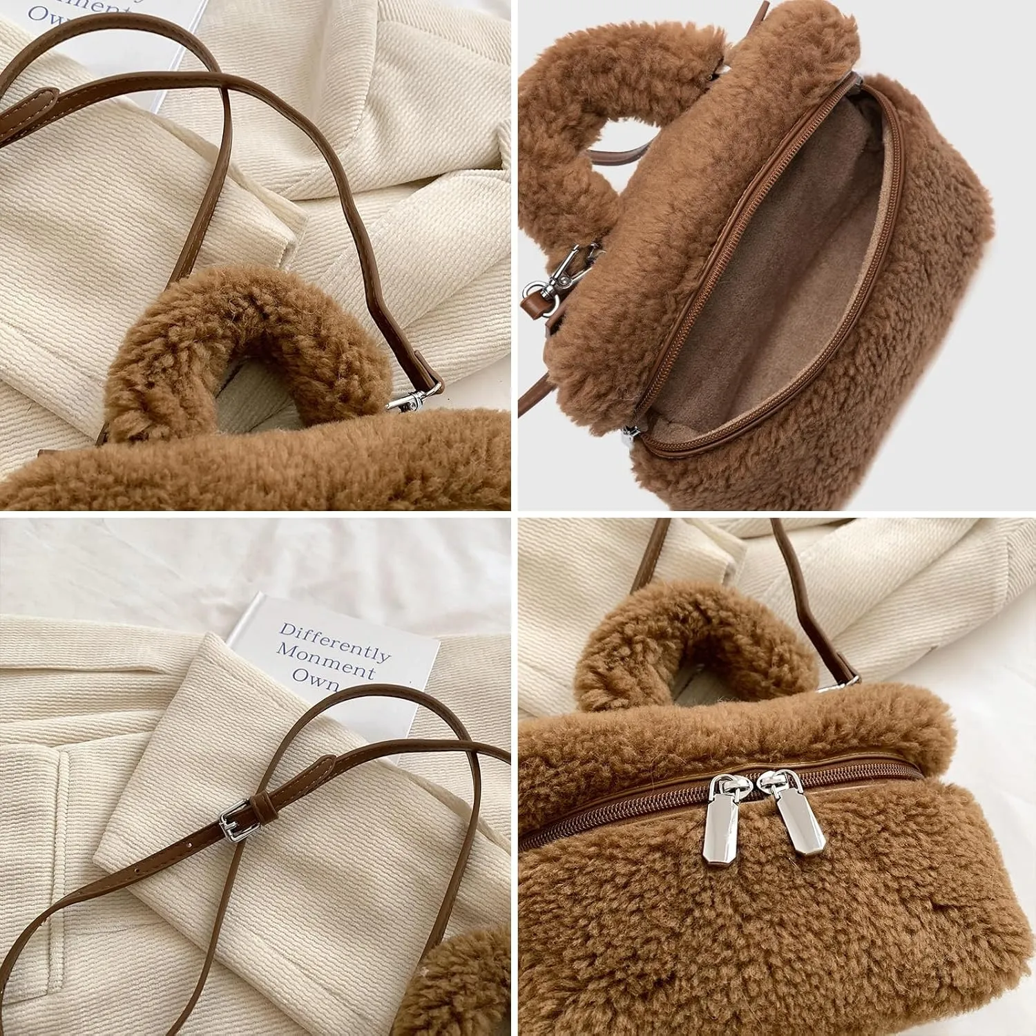 Fluffy Purse, Furry Purse Faux Fur Bag Cute Lambswool Fuzzy Crossbody Bag for Women