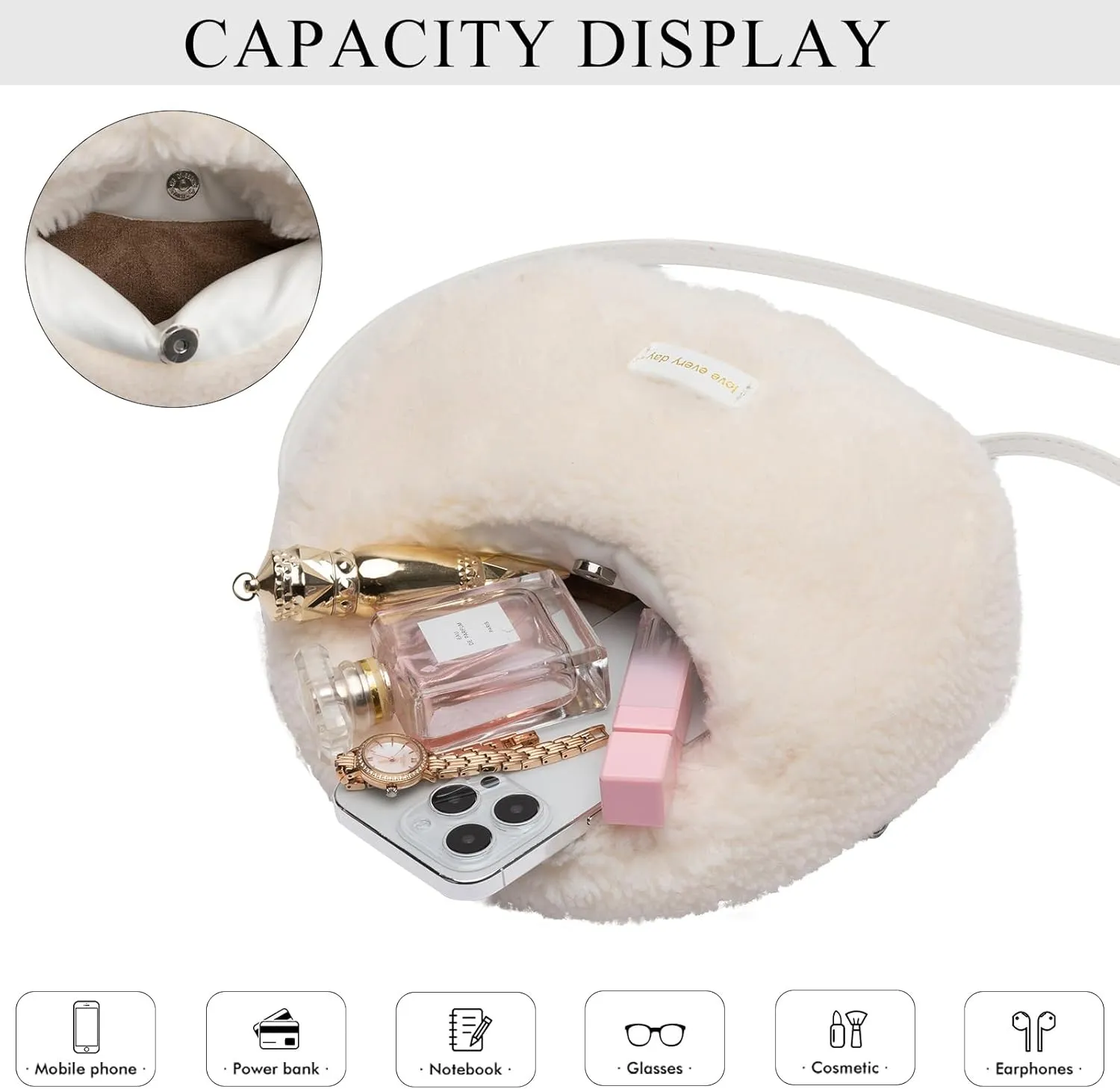 Fluffy Purse, Furry Purse Faux Fur Bag Cute Lambswool Fuzzy Crossbody Bag for Women
