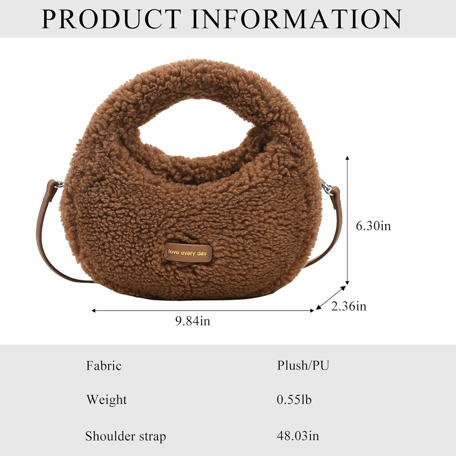 Fluffy Purse, Furry Purse Faux Fur Bag Cute Lambswool Fuzzy Crossbody Bag for Women