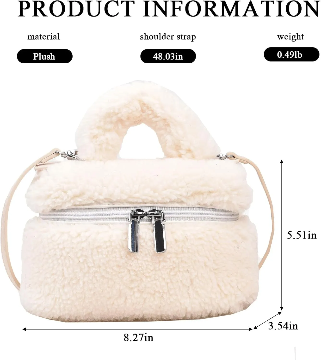 Fluffy Purse, Furry Purse Faux Fur Bag Cute Lambswool Fuzzy Crossbody Bag for Women