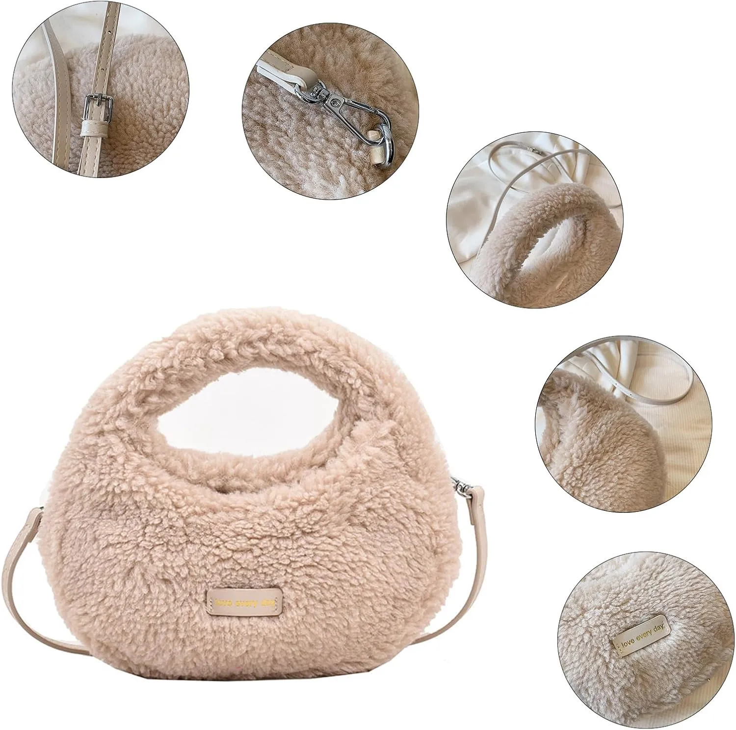 Fluffy Purse, Furry Purse Faux Fur Bag Cute Lambswool Fuzzy Crossbody Bag for Women
