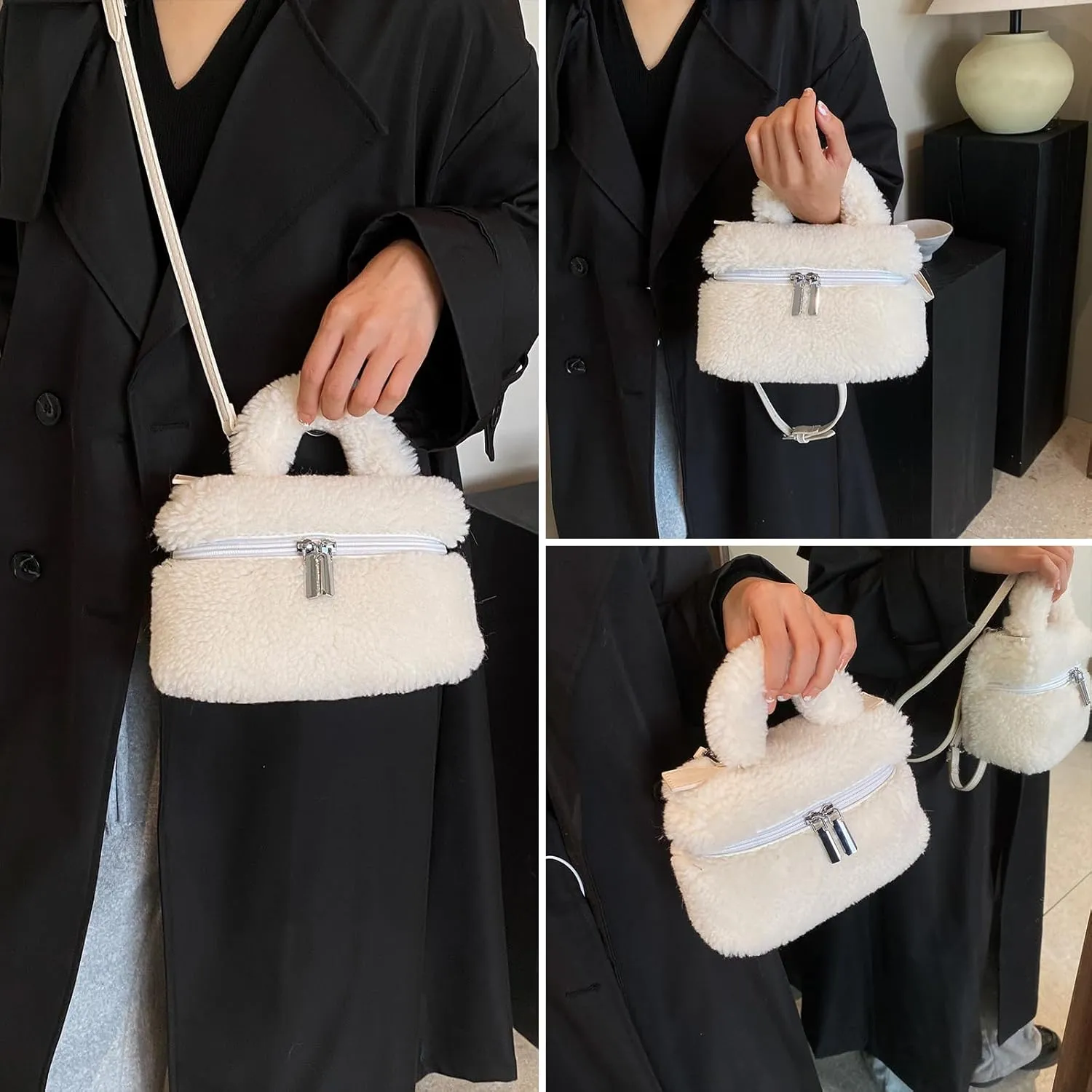 Fluffy Purse, Furry Purse Faux Fur Bag Cute Lambswool Fuzzy Crossbody Bag for Women