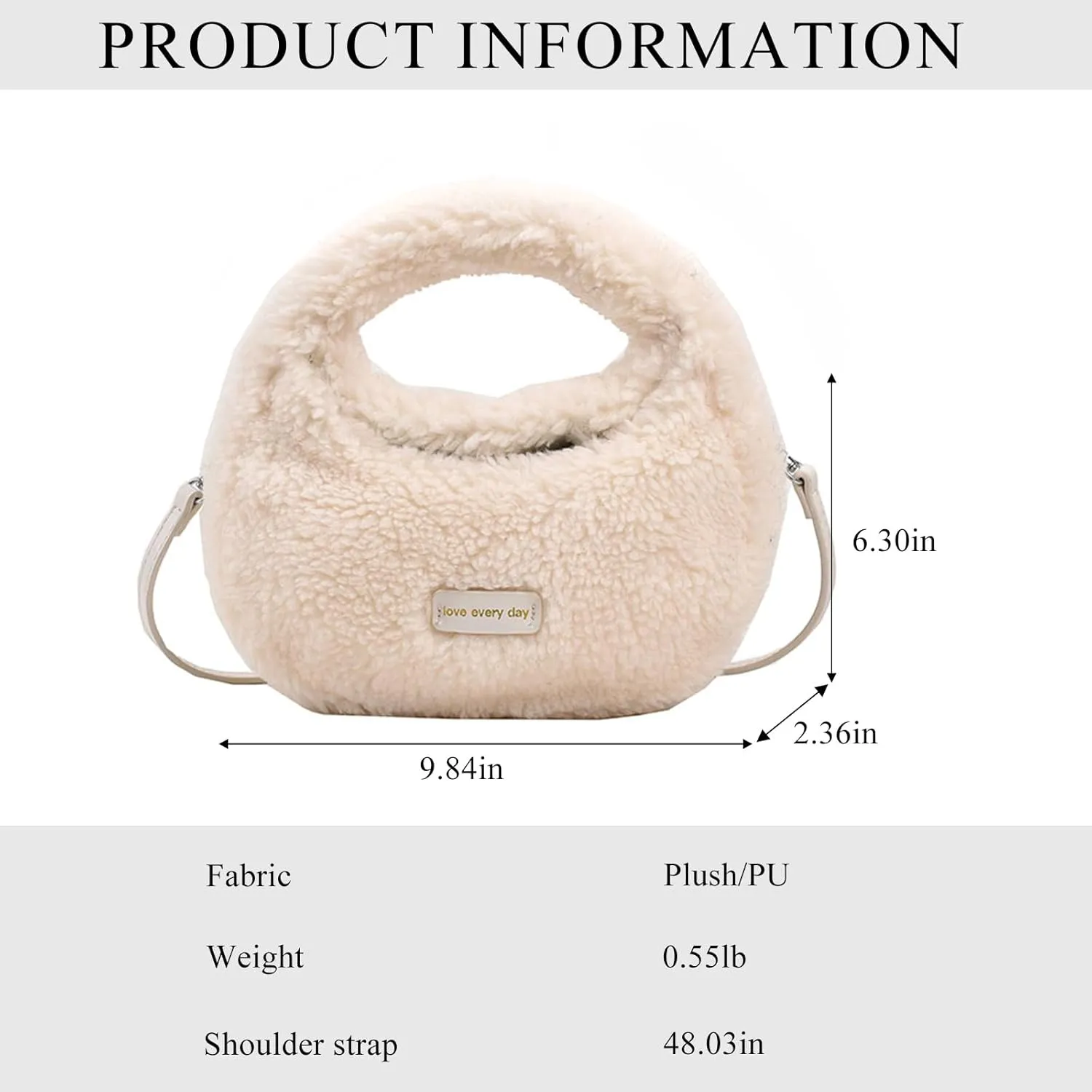 Fluffy Purse, Furry Purse Faux Fur Bag Cute Lambswool Fuzzy Crossbody Bag for Women